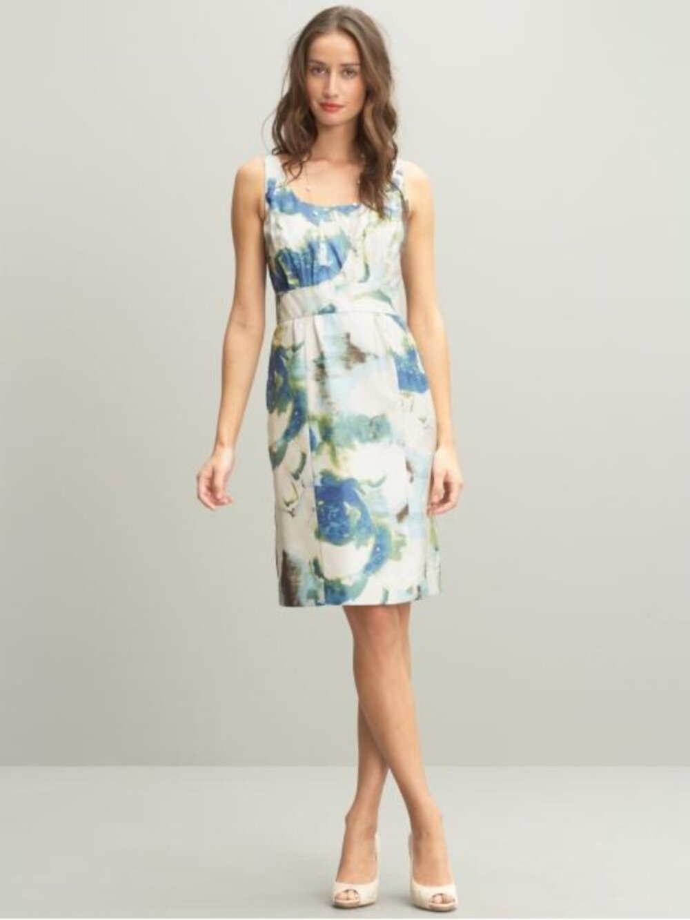 2/$30 Banana Republic Weekend Abstract Floral Silk Sundress Ecru 4P #A4162